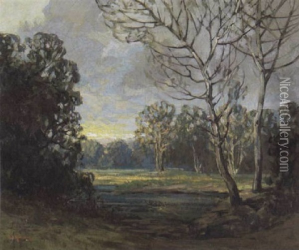A Landscape At Dawn Oil Painting - Walter Koeniger