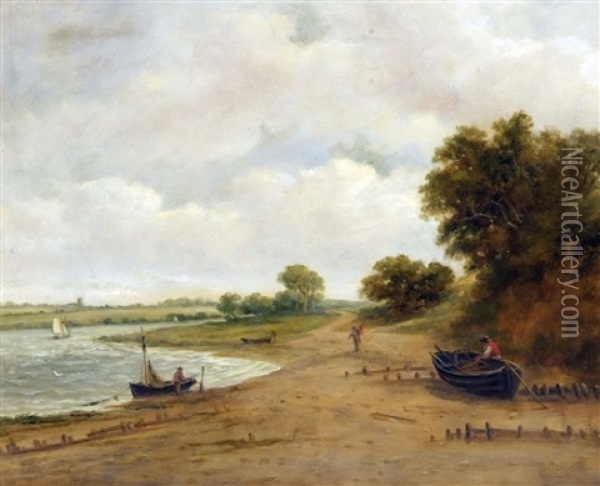 View Of The Orwell Oil Painting - John Moore Of Ipswich
