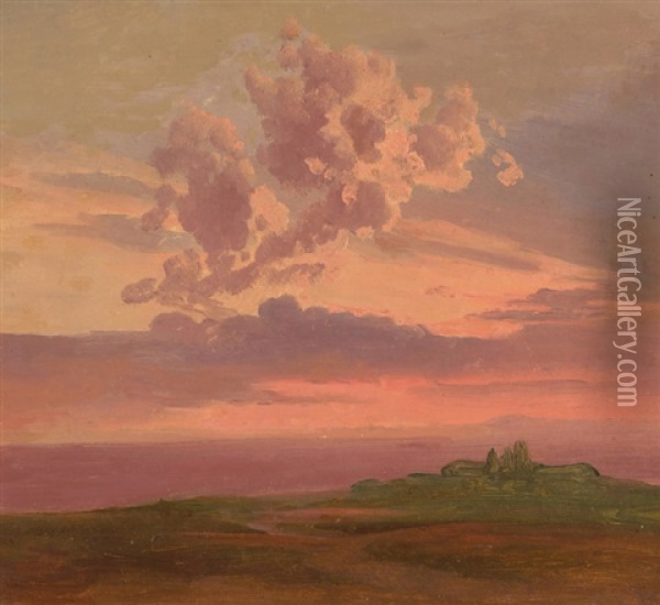 Wolkenstudie Im Abendrot Oil Painting - Johann Jakob Frey
