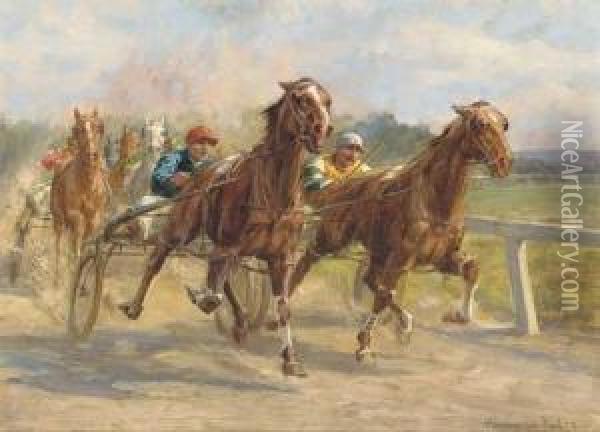 Harness Racing Oil Painting - William Hounsom Byles