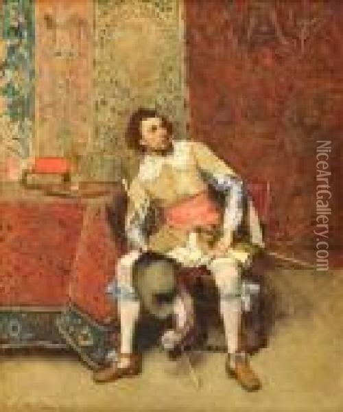 Mousquetaire Assis Oil Painting - Ferdinand Victor Leon Roybet
