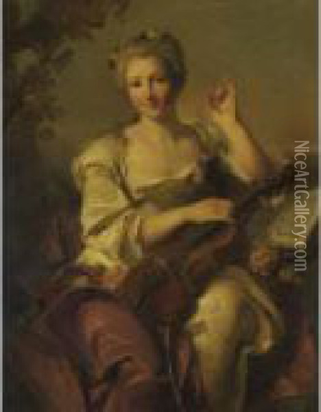 Portrait Of A Lady With Violin Oil Painting - Jean-Marc Nattier