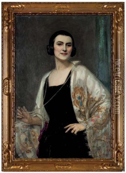 Portrait Of Sarah Briana Amshewitz Oil Painting - John Henry Amschewitz
