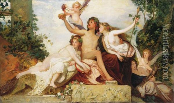 Bacchus And Ariadne Oil Painting - Karoly Lotz