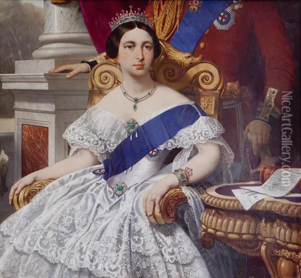 Queen Victoria Enthroned Oil Painting - Pierre Jules Jollivet