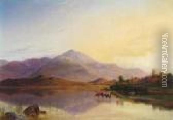 Highland Lake Scene Oil Painting - George Stanfield Walters