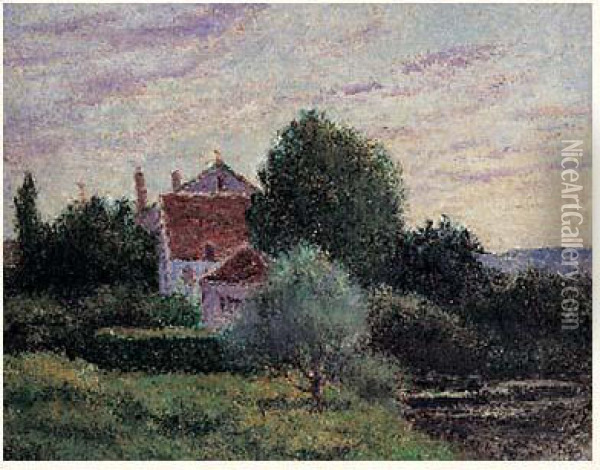 Auvers-sur-oise, Paysage, Circa 1915 Oil Painting - Maximilien Luce