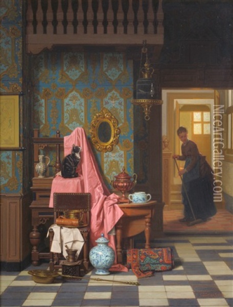 Opportunity Makes A Thief Oil Painting - Charles Joseph Grips