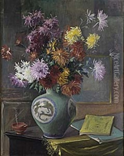 Chrysanthemums Oil Painting - Gunnar Wennerberg