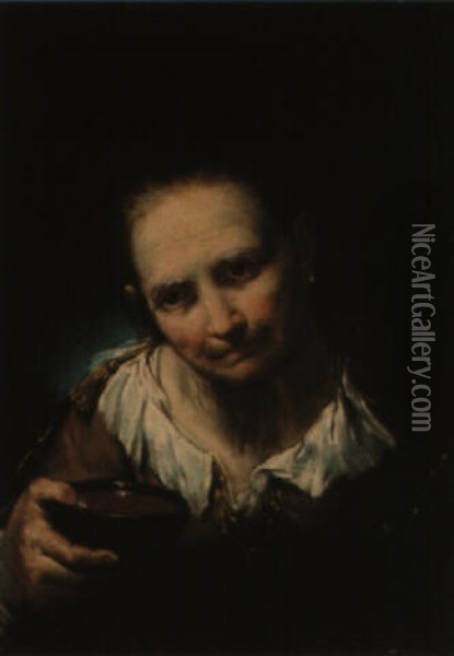 Portrait Of An Elderly Woman Oil Painting - Giuseppe Nogari