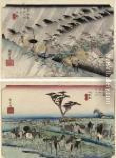 Tokaido Gojusantsugi No Uchi Oil Painting - Utagawa or Ando Hiroshige