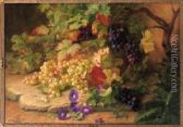 Autumn Still Life With Grapes And Bind Weed Oil Painting - Edward Van Rijswijck