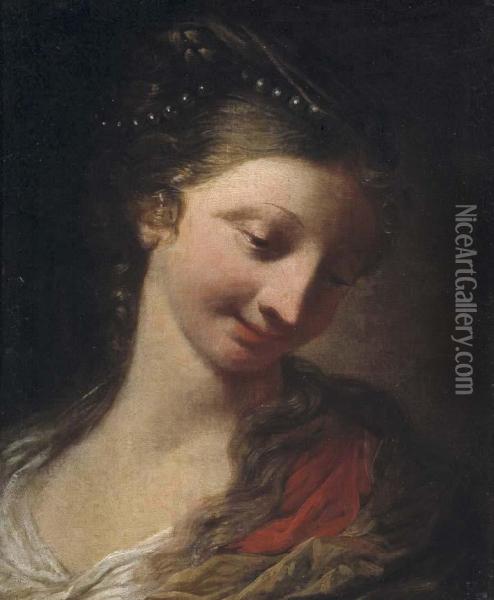 Figura Femminile Con Perle Sui Capelli Oil Painting - Ottaviano Dandini