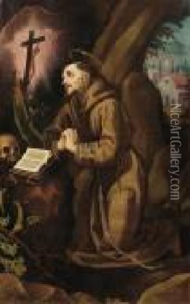 San Francesco In Preghiera Oil Painting - (Jacopo Chimenti) Empoli