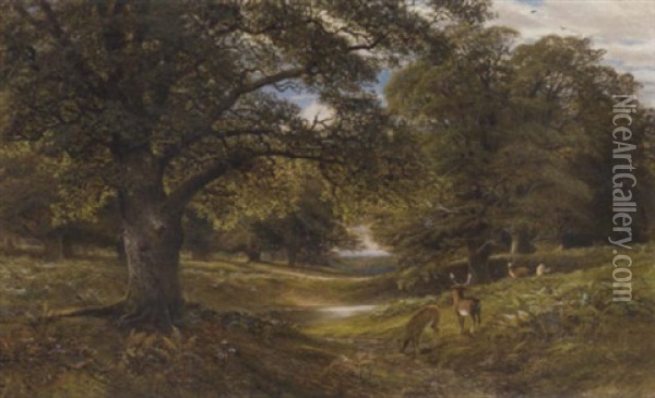 In The Deer Park Oil Painting - Alfred Augustus Glendening Sr.