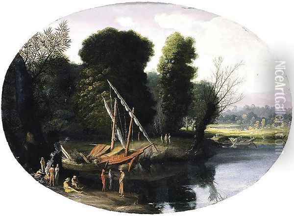 Italianate River Landscape Oil Painting - Pietro Paolo Bonzi