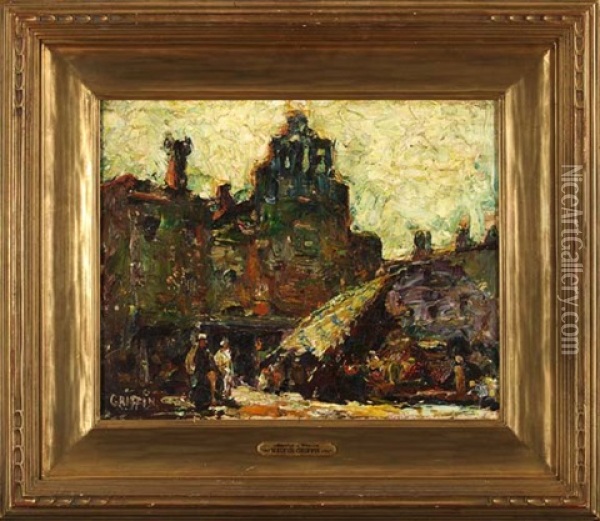 Market Place, Venice Oil Painting - Walter Griffin
