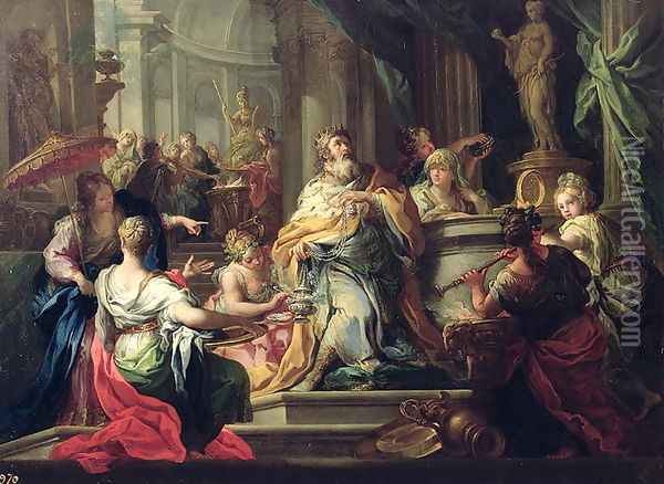 The Idolisation of Solomon, c.1735 Oil Painting - Sebastiano Conca