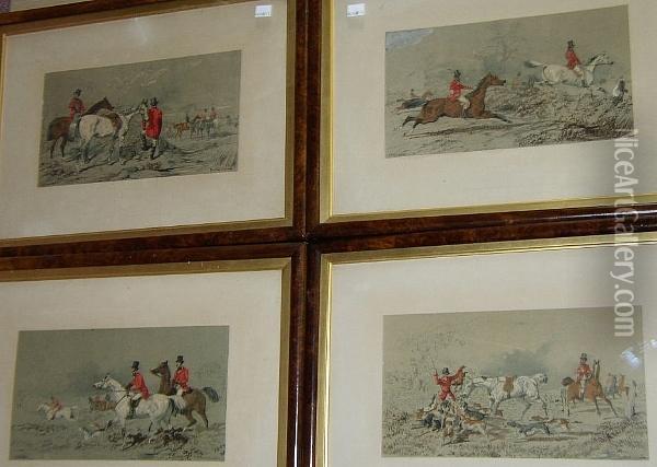 Fox Hunting, Plates I To Iv, 
Lithographs By Vincent Brooks, Printed In Colours On Wove, Published 
1854 By Lloyd Brothers & Co. Oil Painting - John Frederick Herring Snr