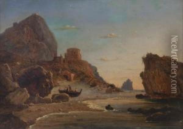Spiaggia Di Torre Saracena A Capri Oil Painting - Teodoro Duclere