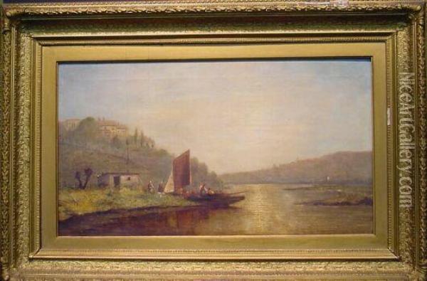 On The Rhine Oil Painting - George G. Fryer