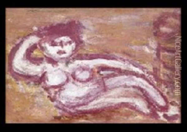 Laying Nude Oil Painting - Toshiyuki Hasegawa