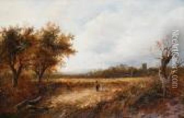 Figures On A Country Path Oil Painting - Joseph Thors