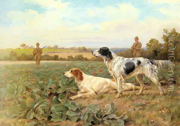 In The Field, Shooting Oil Painting - Thomas Blinks
