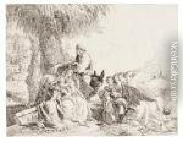 Riposo Nella Fuga In Egitto Oil Painting - Giovanni Domenico Tiepolo