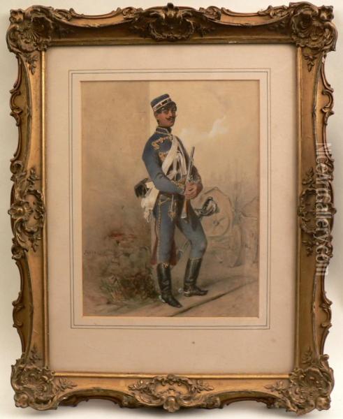 A Cavalry Officer Oil Painting - Carl Goebel
