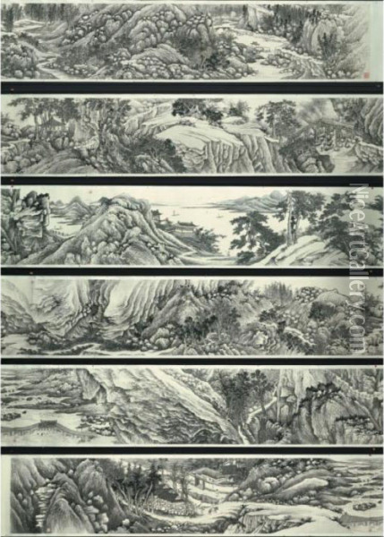 Landscape After Shen Zhou Oil Painting - Jin Cheng
