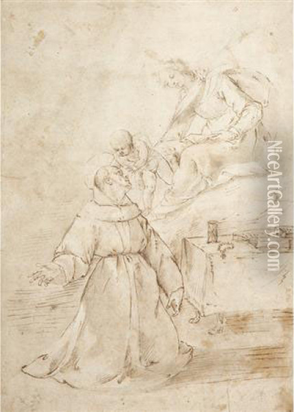 Vision Of Saint Bernard Of Clairvaux Oil Painting - Giovan Battista Discepoli Lo Zoppo Da Lugano