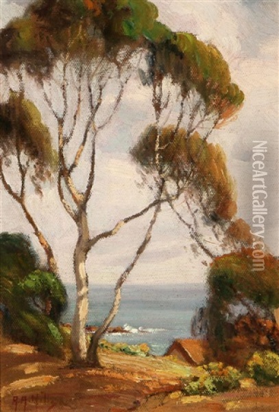Beside The Sea, Laguna Beach Landscape Oil Painting - Anna Althea Hills