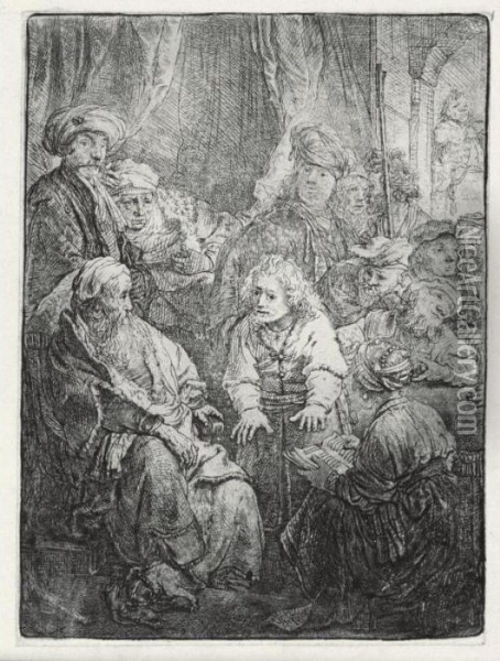 Joseph Telling His Dreams (b., Holl. 37; H. 160; Bb. 38-e) Oil Painting - Rembrandt Van Rijn