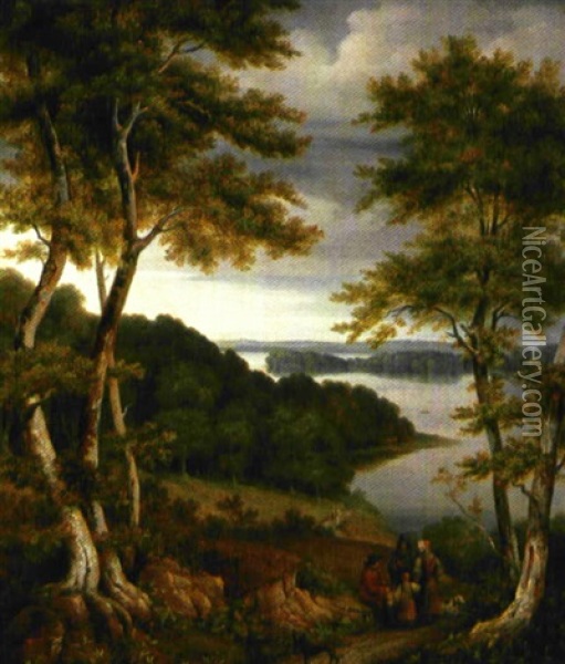 Et Landskab, Forestillende En Siellandsk Egn, Taget Fra Frederiksdal Oil Painting - Johann Ludwig Gebhard Lund