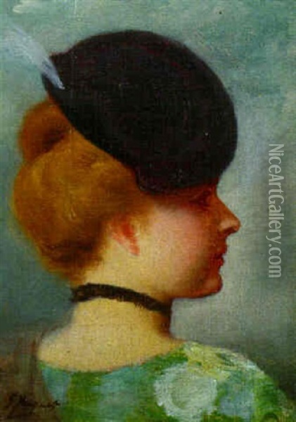 Head Of A Young Lady Oil Painting - Gustave Jean Jacquet