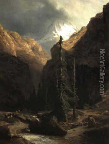 Le Grand Eiger Oil Painting - Alexandre Calame
