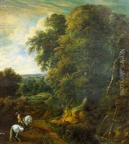 Landscape with a Horseman in a Clearing Oil Painting - Cornelis Huysmans