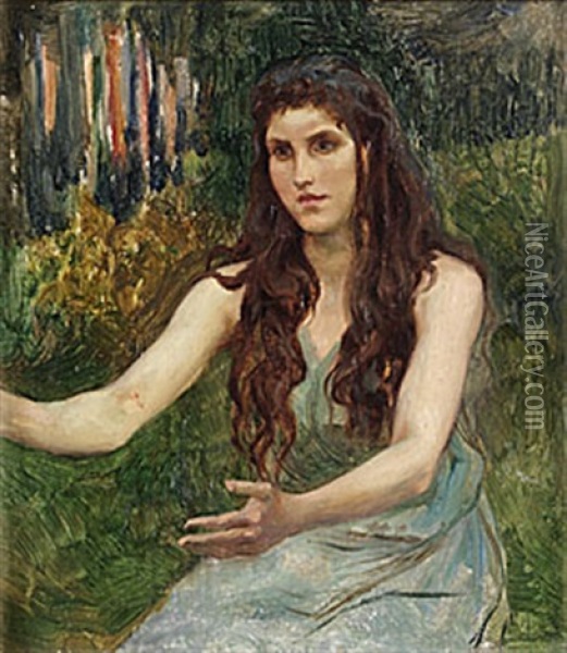 Flicka Med Utslaget Har Oil Painting - Albert Edelfelt