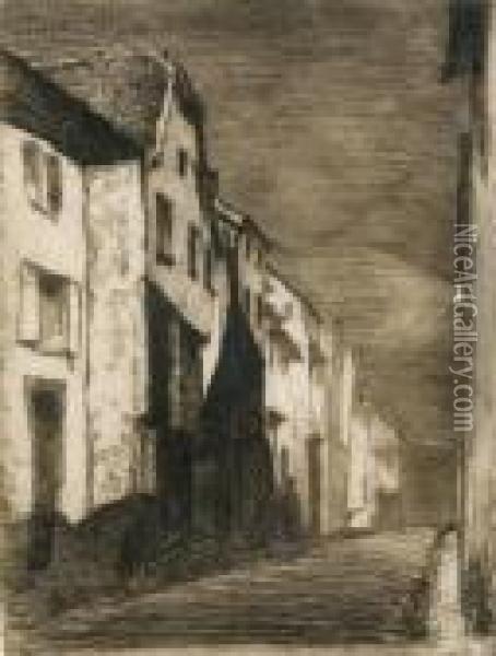 Street At Saverne Oil Painting - James Abbott McNeill Whistler