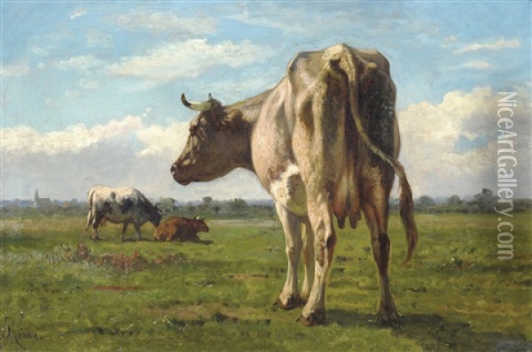 Koeien In Polderlandschap Oil Painting - Louis Robbe