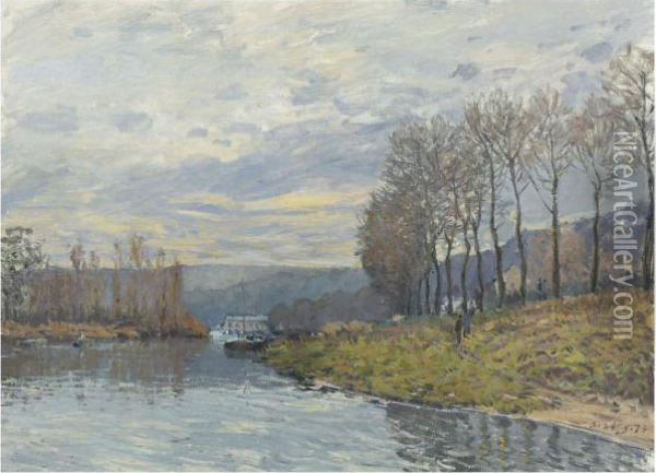 La Seine A Bougival Oil Painting - Alfred Sisley