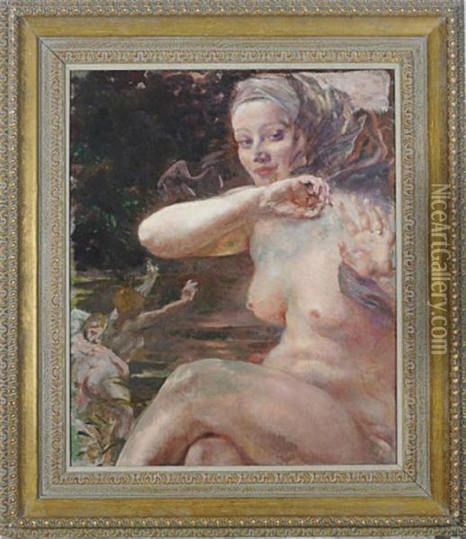 A Nude Seated By A Stream Oil Painting - Paul Albert Besnard