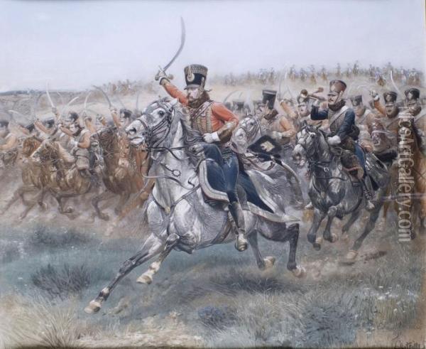 Charge Du Quatrieme Hussard A La Bataille De Friedland Oil Painting - Jean Baptiste Edouard Detaille