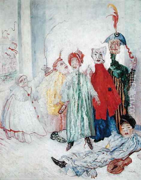 The Strange Masks, 1891 Oil Painting - James Ensor