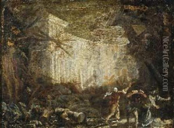Sansone Abbatte Le Colonne E Fa Crollare Il Tempio Oil Painting - Jacopo Chiavistelli