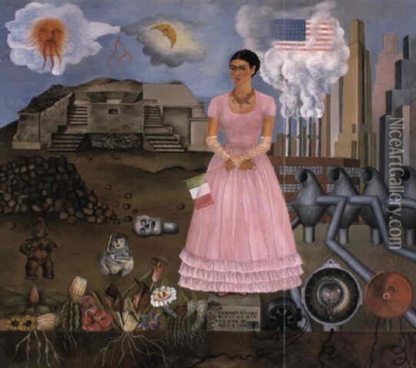 Autorretrato En La Frontera Entre Mexico Y Los Estados Unidos Oil Painting - Frida Kahlo