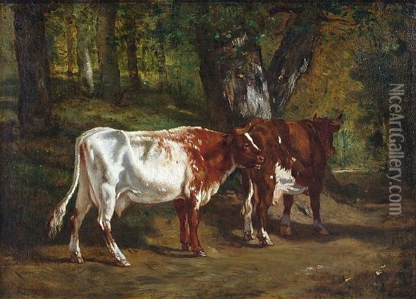 Cattle In A Forest Clearing Oil Painting - Constant Troyon