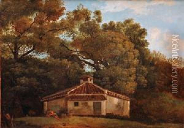 Hermit By A Rustic Building In A Woodland Landscape Oil Painting - Louis Gauffier
