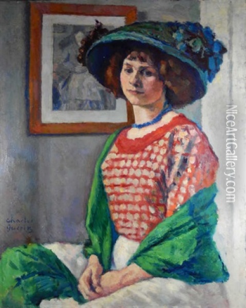 Femme A L'echarpe Verte Oil Painting - Charles Francois Prosper Guerin